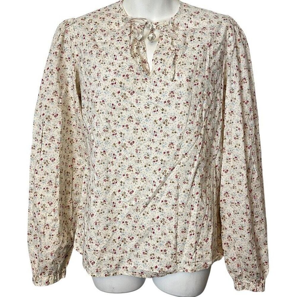 Polo Jeans Co Ralph Lauren Womens Puff Sleeve Y2K Floral Shirt Cottagecore sz L